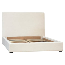 Colton White Linen Upholstered Panel Platform Bed in Queen