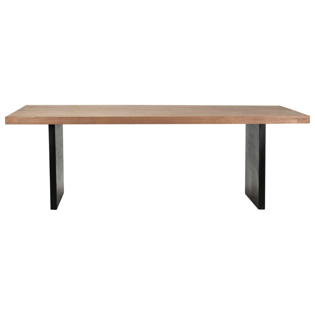 Lily 95" Rectangular Reclaimed Oak and Iron Double Pedestal Base Dining Table