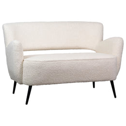 Zani 49" White Faux Sheepskin Upholstered Modern Love Seat