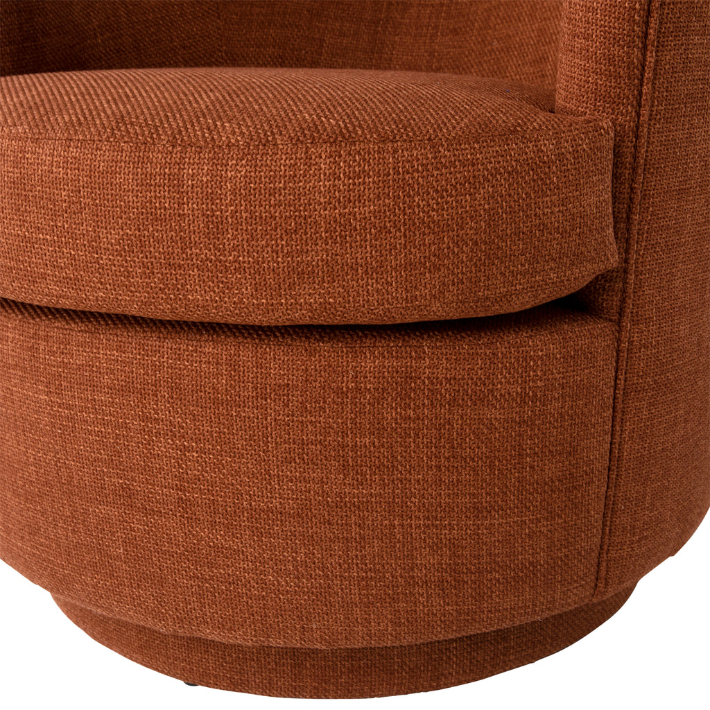 Lauretta Swivel Chair Polyester Blend Upholstery and Solid Pine Wood Frame - Rust