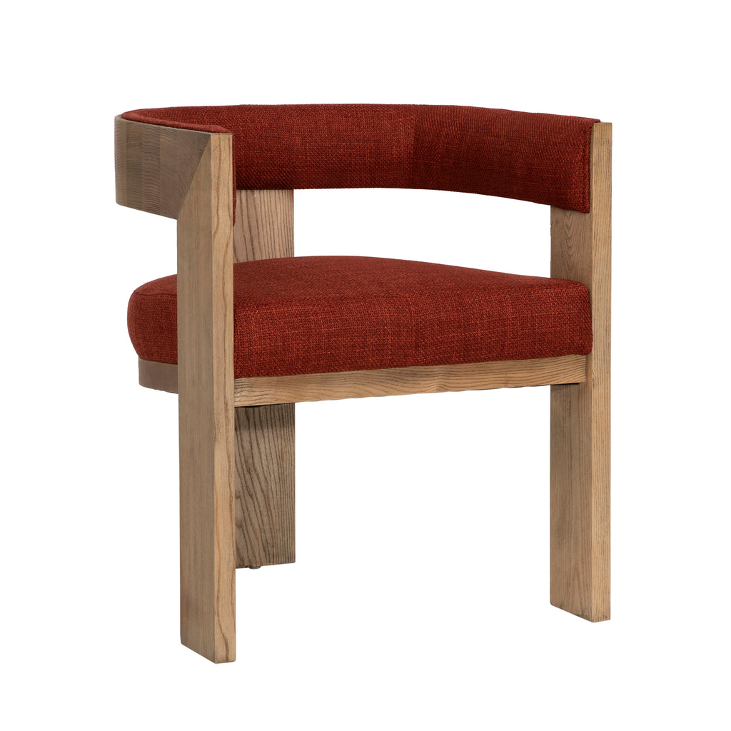 Nadia Dining Chair Polyester Blend Upholstery and Ash Wood - Burgundy and Natural