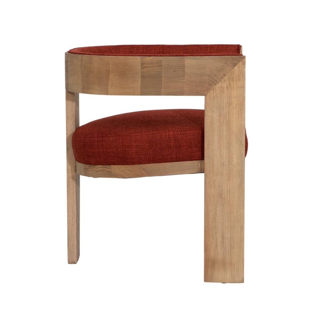 Nadia Dining Chair Polyester Blend Upholstery and Ash Wood - Burgundy and Natural