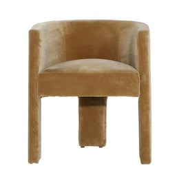 Olimpia Dining Chair Polyester Velvet Upholstery and Solid Pine Wood - Camel