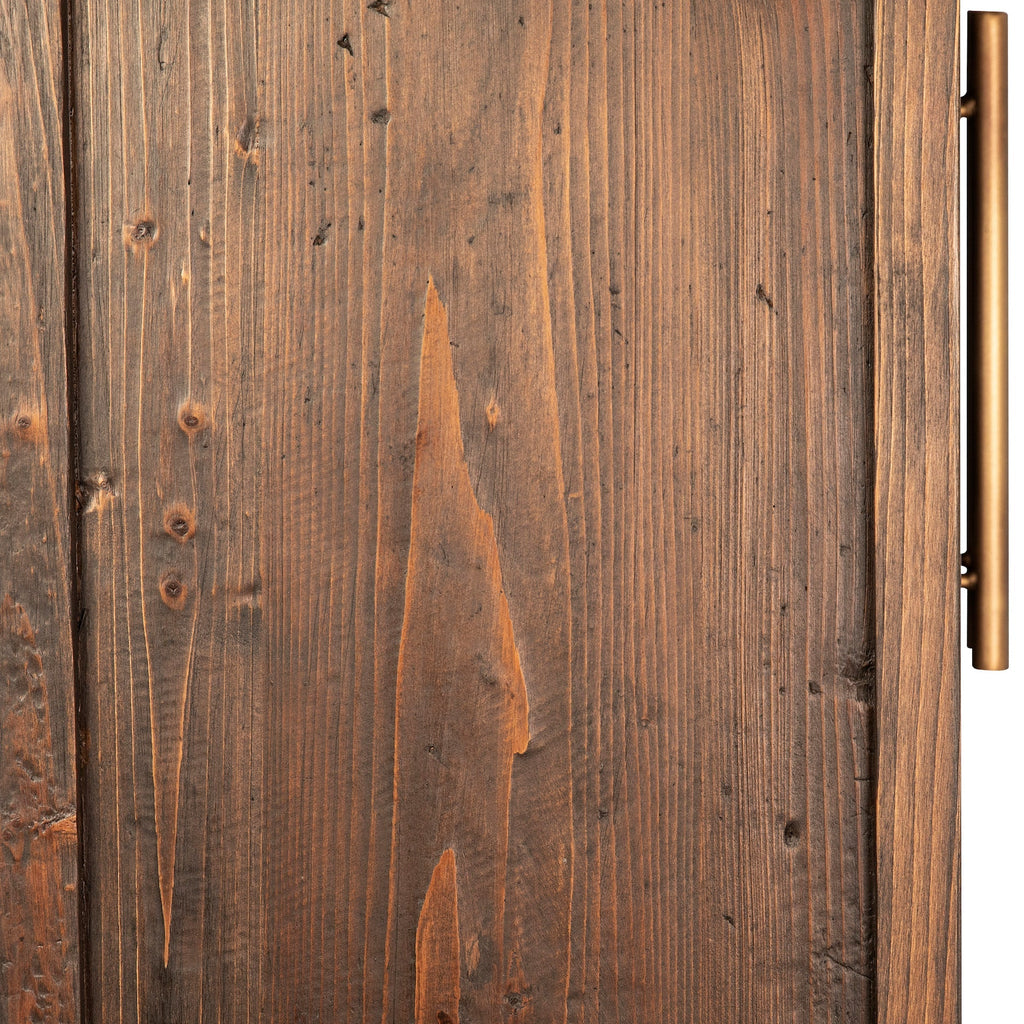 Ellie 93" High Reclaimed Pine and Glass 2-Door Cabinet in Dark Brown