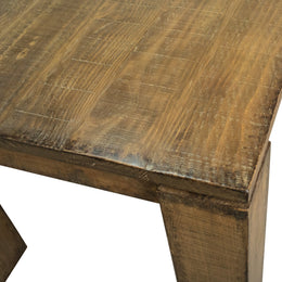 Datona 86" Rectangular Reclaimed Pine Medium Brown Block 4 Leg Dining Table