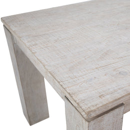 Datona 86" Rectangular Reclaimed Pine White Wash Block 4 Leg Dining Table