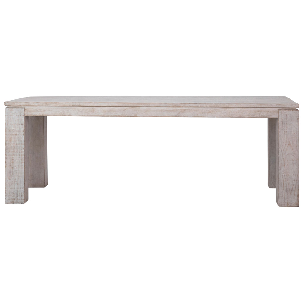 Datona 86" Rectangular Reclaimed Pine White Wash Block 4 Leg Dining Table