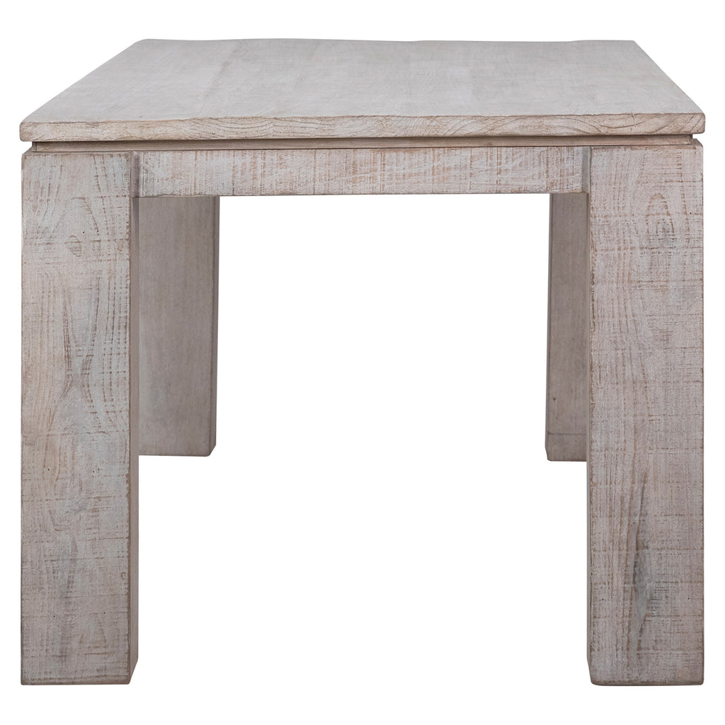 Datona 86" Rectangular Reclaimed Pine White Wash Block 4 Leg Dining Table