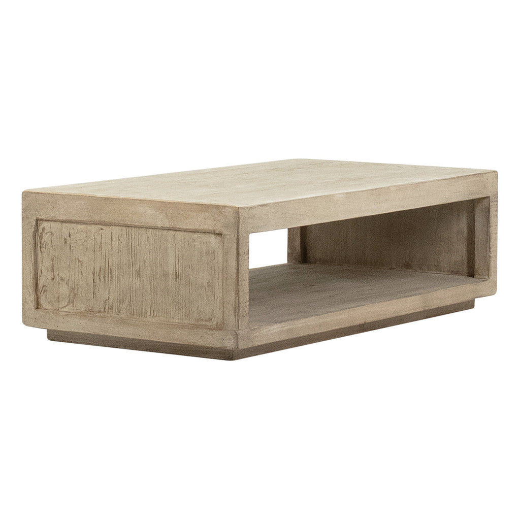 Stark Rectangular Reclaimed Pine Open Frame Coffee Table in a Light Wash Finish