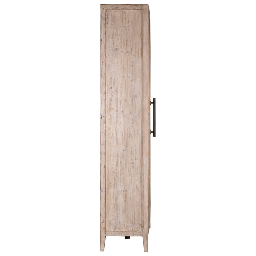 Ellie 93" High Reclaimed Pine and Glass 2-Door Cabinet in Light Warm Wash