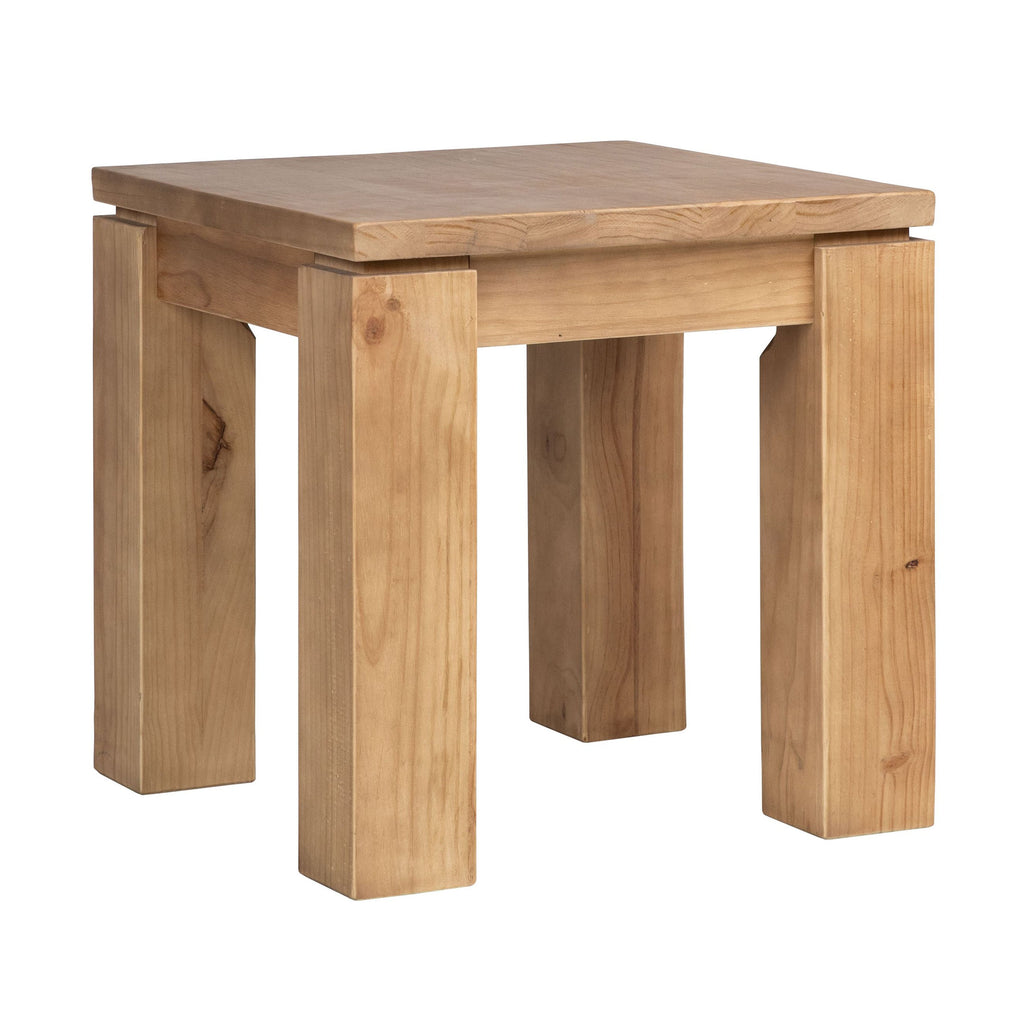 Datona 22" Square Reclaimed Pine Natural Finish Block Feet Side Table