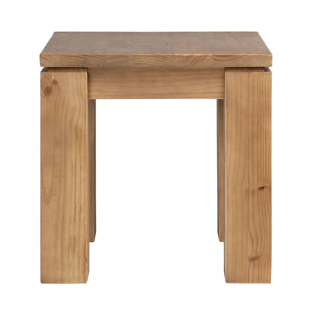 Datona 22" Square Reclaimed Pine Natural Finish Block Feet Side Table