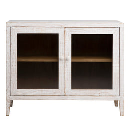 Cape Cod 43" Reclaimed Pine White Wash Sideboard with Glass Front Doors
