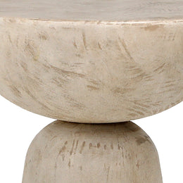 Balak Reclaimed Pine Round Modern Hourglass Side Table, White Wash