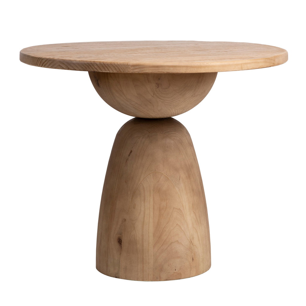 Balak Reclaimed Pine Round Modern Hourglass 36" Bistro Dining Table, Natural Pine