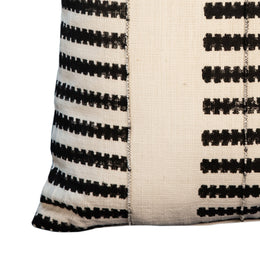 Fremont Handwoven Modern Cotton Striped 20x20 Square Throw Pillow in Black and Ivory