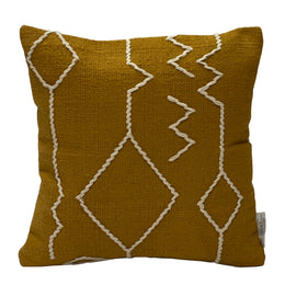 Axon Handwoven Cotton Pillow with Embroidered Accents 20"x20" Square Mustard Pillow