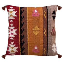 Phoenix Handwoven Wool Multicolored Patterned 20"x20" Square Pillow