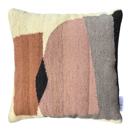 Chelet Handwoven and Hand Tufted Multi Colored Wool Square 20x20 Throw Pillow in Pink