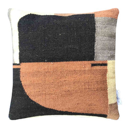 Chelet Handwoven and Hand Tufted Multi Colored Wool Square 20x20 Throw Pillow in Coral