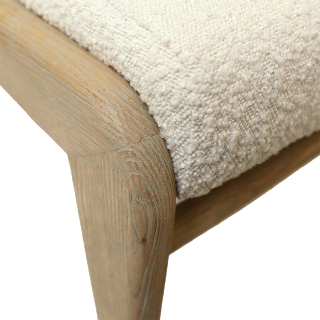 Frazer Dining Chair Boucle Upholstery and Ash Wood - Ivory and Light Warm Wash