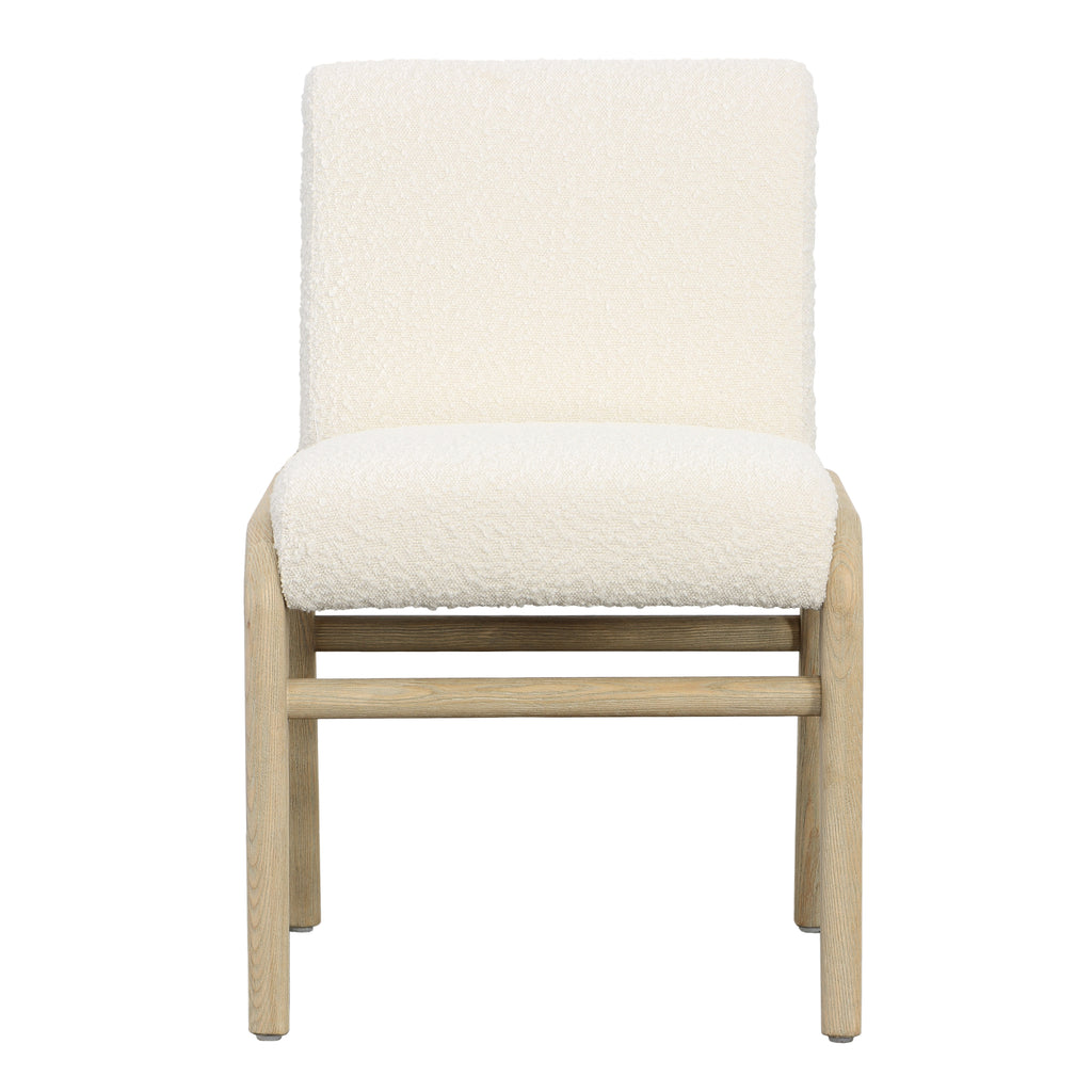 Frazer Dining Chair Boucle Upholstery and Ash Wood - Ivory and Light Warm Wash