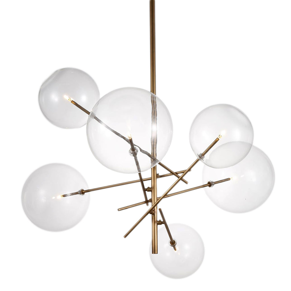 Madeline 53" Long Brass and Glass Modern  Chandelier