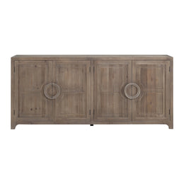 Waylon 79" Dark Grey Reclaimed Pine Hand Carved 4-Door Sideboard