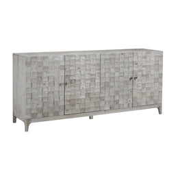 Kiara 79" Carved Reclaimed Pine Light Grey Wash Sideboard