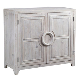 Waylon 40" Light Grey Reclaimed Pine Hand Carved 2-Door Sideboard