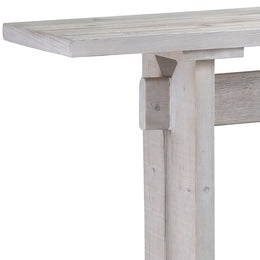 Emma 72" Rectangular White Pine Trustle Console Table in a Light Grey Wash