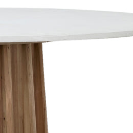 Aletha 47" Round Concrete and Reclaimed Pine Pedestal Dining Table