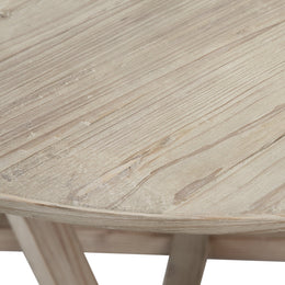 Emerson 54" Round Reclaimed Pine Dining Table with Modern Base Finished in a Light Wash
