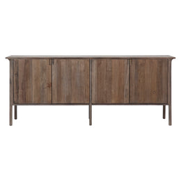 Beckham 79" Reclaimed Pine and Elm Mid-Century Styled 4-Door Sideboard in Medium Brown Finish