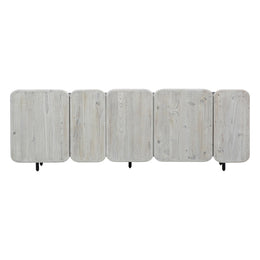 Zack 73" Reclaimed Pine 5-Door Sideboard Black and Light Grey Wash with Iron Legs