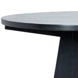 Aaliyah 56" Round Matte Black Reclaimed Pine Cross Pedestal Base Dining Table