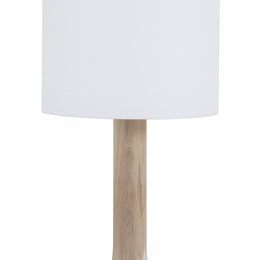 Dalin 36" Tall Modern Oak Carved Table Lamp with White Drum Shade