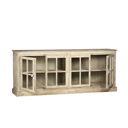 Milani 87" Reclaimed Oak and Glass Traditional 4-Door Sideboard