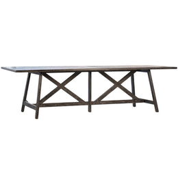 Knox 110" Rectangular Red Oak and Pine Trustle Dining Table Finished in Black
