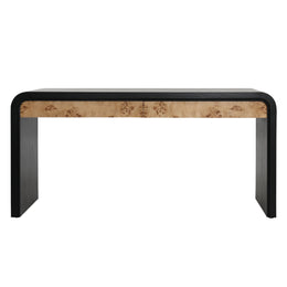 Brennan Desk Oak Wood and Burl - Black and Natural Burl