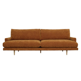 Antonio Sofa Polyester Chenille and Select Hardwood Frame - Burnt Orange with Natural