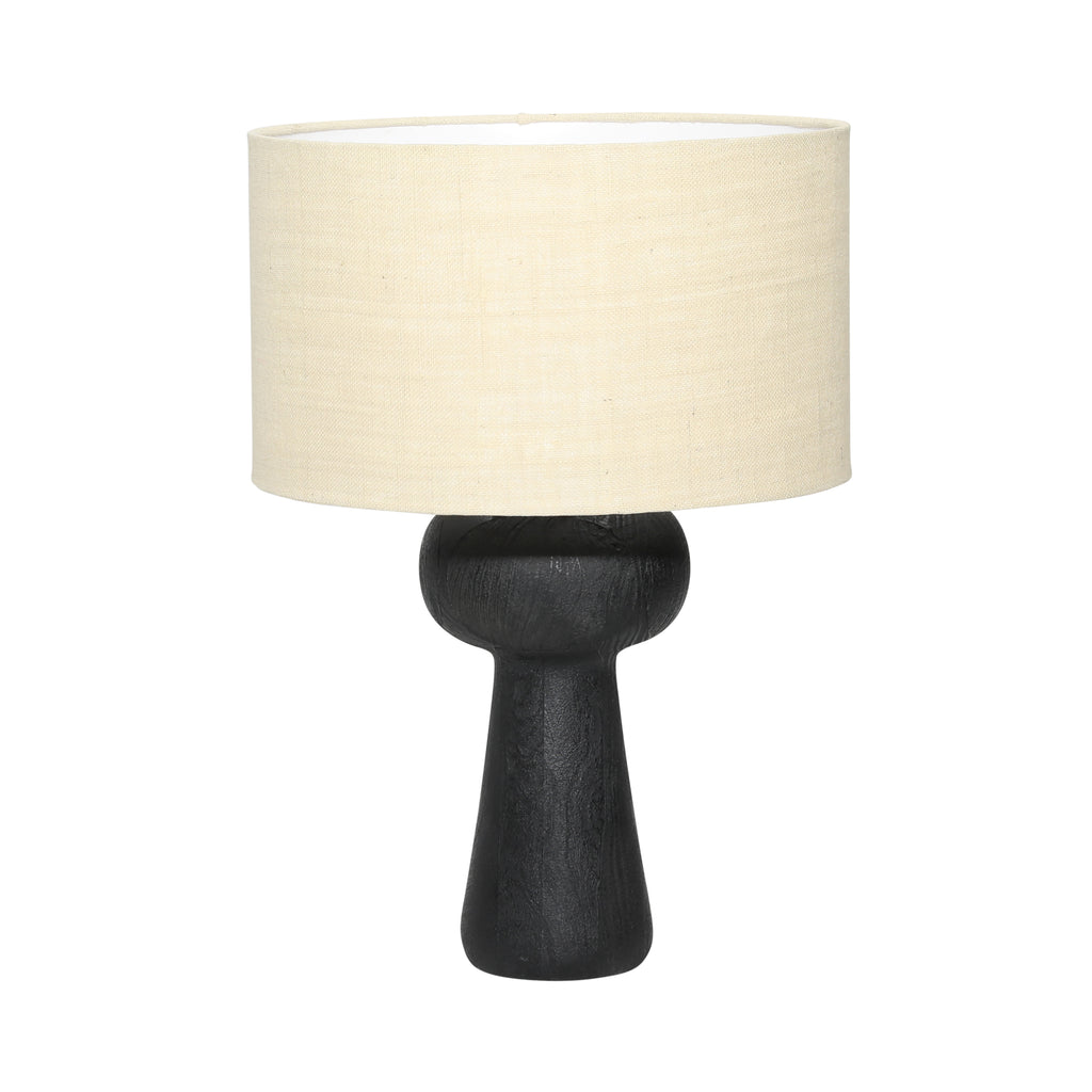 Lorraina Table Lamp Wood and Jute Shade - Black and Beige