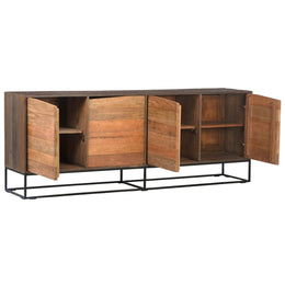 Hunter 83" Teak 4-Door Two Toned Sideboard with Iron Base