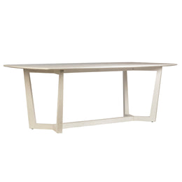 James 95" Rectangular Teak White Trustle Base Dining Table