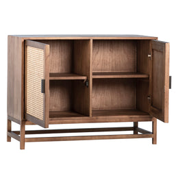 Khloe 42" Exotic Wood and Rattan 2-Door Sideboard in Natural Brown