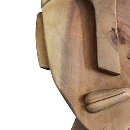 Somber Hand Carved Suar Wood Mask Sculpture