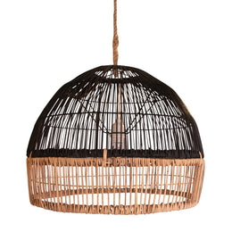 Grace Natural Woven Two-Tone Rattan Lamp Shade in Black and Natural