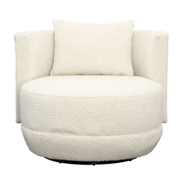 Deleon Swivel Chair Polyester Velvet Upholstery, Select Hardwood Frame and Metal Base - Ivory