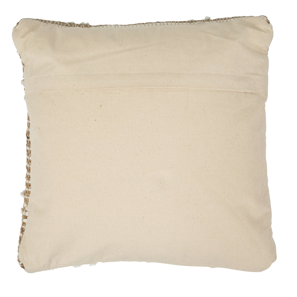 Newark Handwoven Hemp and Cotton Beige and Ivory Square 20x20 Throw Pillow