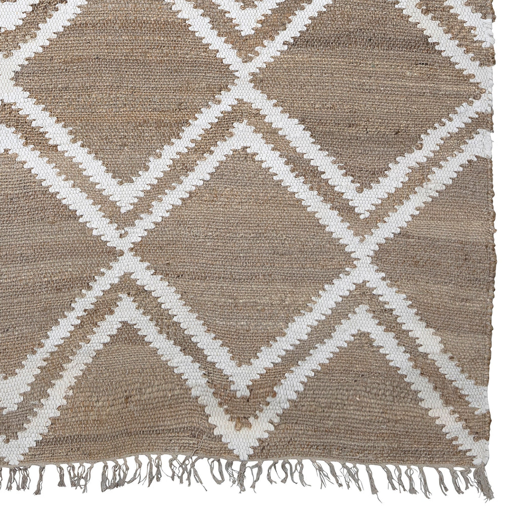 Aiken Natural Jute and Recycled Cotton Zig-Zag Fringe Rug in 5x8